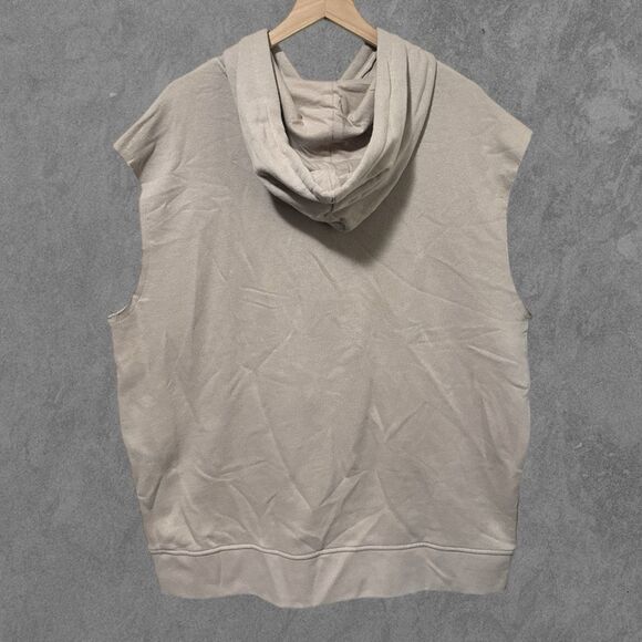 SOLD NWT H&M | Beige Relaxed Fit Sleeveless Hoodie French Terry Sweatshirt XL - Picture 4 of 6
